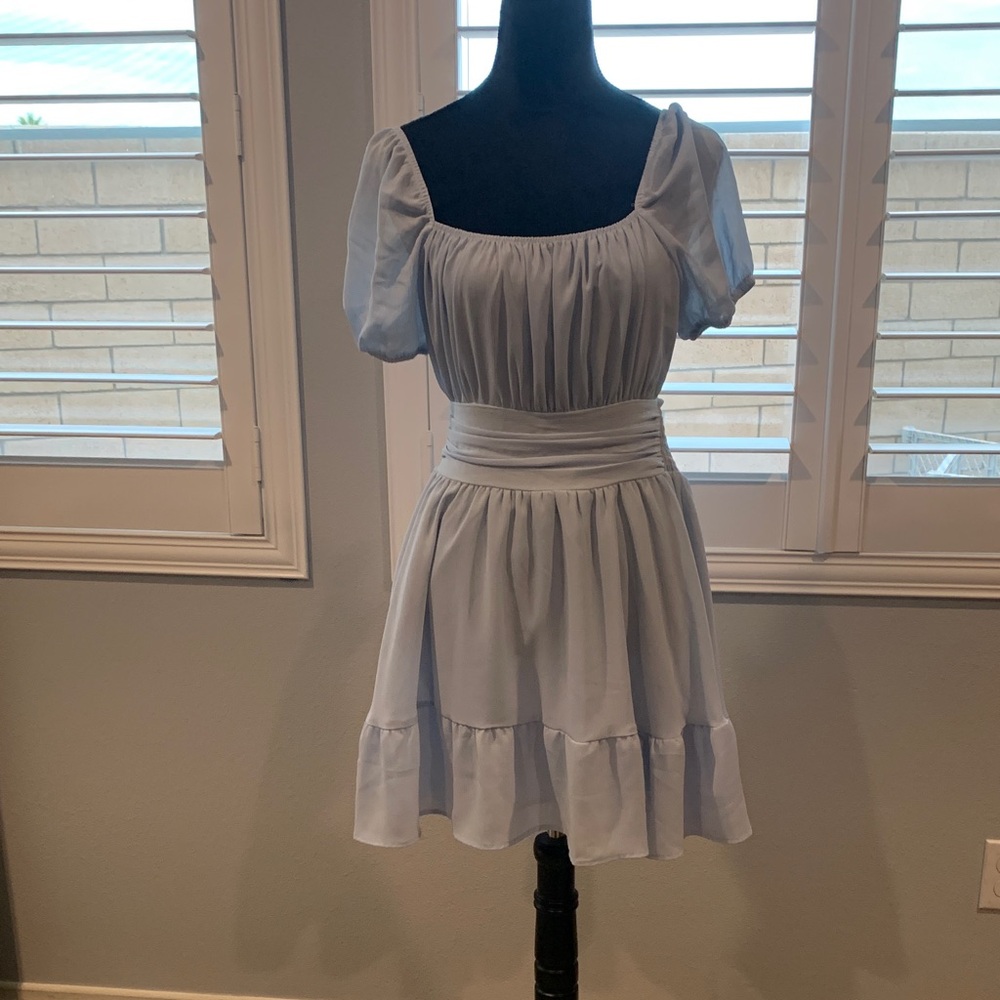 Chic Light Blue Mini Dress